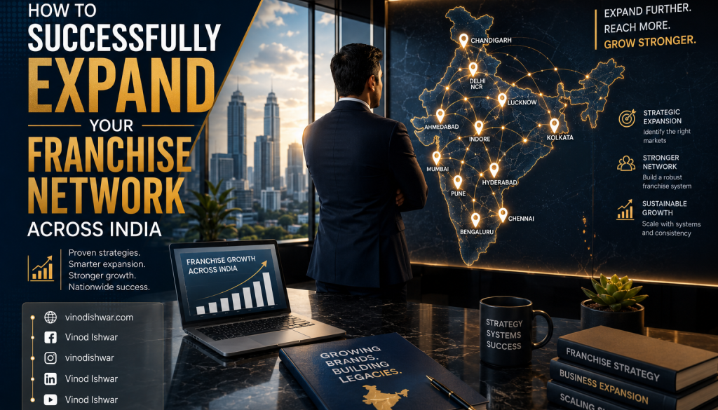 Business consultant planning franchise network expansion across India