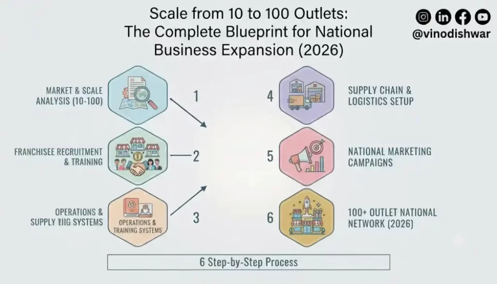 Scale from 10 to 100 Outlets: The Complete Blueprint for National Business Expansion (2026)