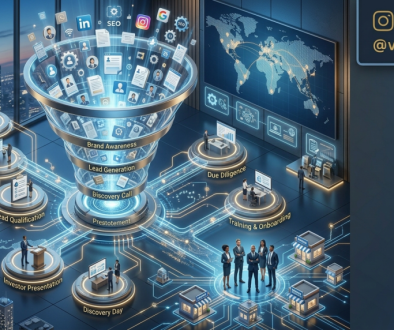 Franchise Sales Funnel illustrating the complete investor journey from lead generation and qualification to franchise onboarding and successful business expansion.
