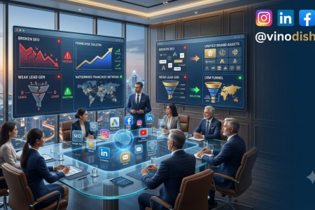 Franchise Marketing Mistakes illustrating branding errors, SEO optimization, CRM automation, lead generation, local marketing and franchise growth strategy