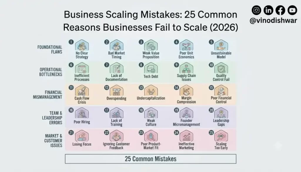 Business Scaling Mistakes: 25 Common Reasons Businesses Fail to Scale (2026)