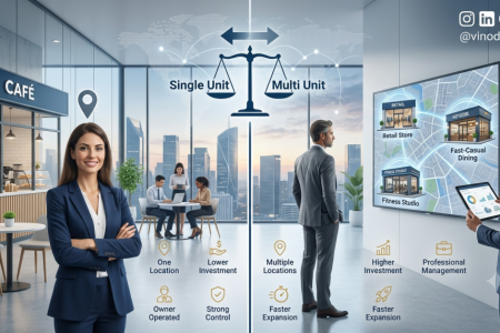 Single Unit Franchising compared with Multi Unit Franchising showing investment, scalability, operational control, and franchise expansion strategies.