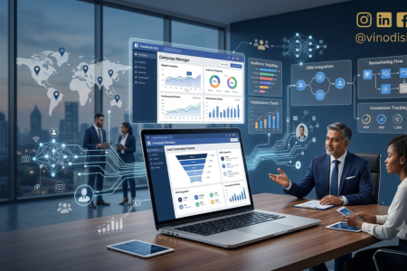 Facebook Ads for Franchise Recruitment strategy showing AI audience targeting, CRM integration, lead generation, remarketing, and franchise investor acquisition.