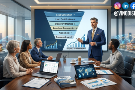 Franchise Sales Development process showing franchise lead generation, sales funnel, CRM management, franchise recruitment, and business expansion strategy