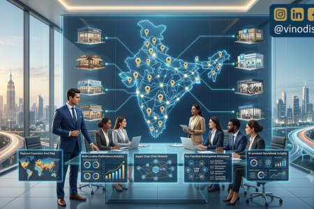 Scale from 10 to 100 Outlets national business expansion strategy showing enterprise leadership, multi-location operations, technology integration, and scalable business growth.