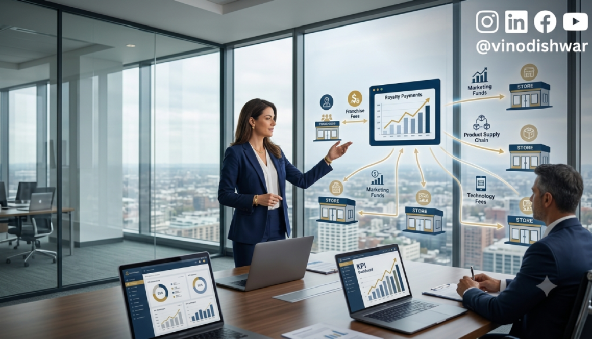 Franchise Revenue Models showing franchise fees, royalty income, marketing funds, technology fees, and recurring revenue strategies for scalable franchise growth.