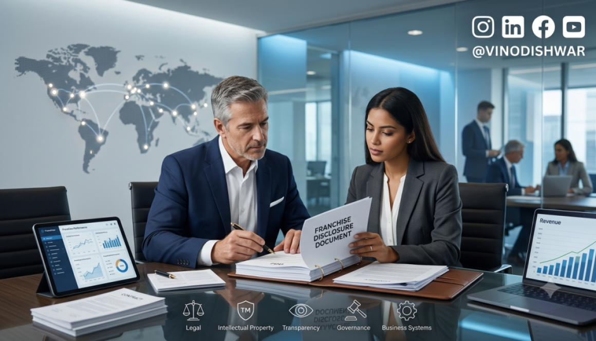 Franchise Disclosure Document Guide showing legal franchise documents, contracts, compliance checklist, and business expansion planning.