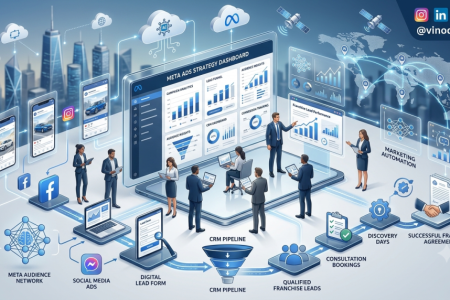 Meta Ads Strategy for Franchise Businesses showing Facebook and Instagram lead generation campaigns with CRM integration
