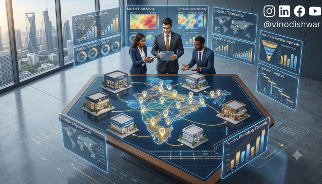 Franchise Territory Planning strategy showing territory mapping, market analysis, and profitable franchise expansion