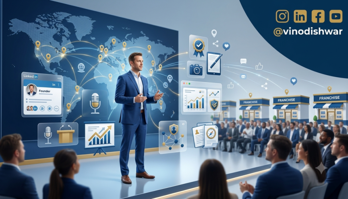 Personal Branding for Franchise Founders showcasing a business leader building trust, thought leadership, and franchise growth through a strong personal brand